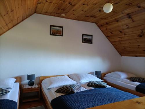 韦特利纳Mala Chatka的阁楼间设有两张床铺和木制天花板