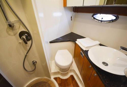 费特希耶Special Yacht Rental in Gocek的一间带卫生间和水槽的小浴室