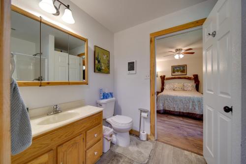 博伊西Cozy Countryside Cabin in Robie Creek Park!的一间带水槽和卫生间的浴室以及一张床