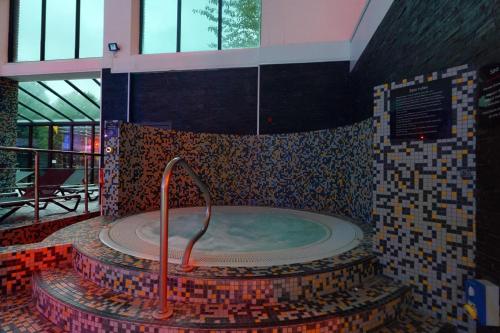 卡迪夫加的夫乡村酒店的带有马赛克瓷砖的建筑中的按摩浴缸
