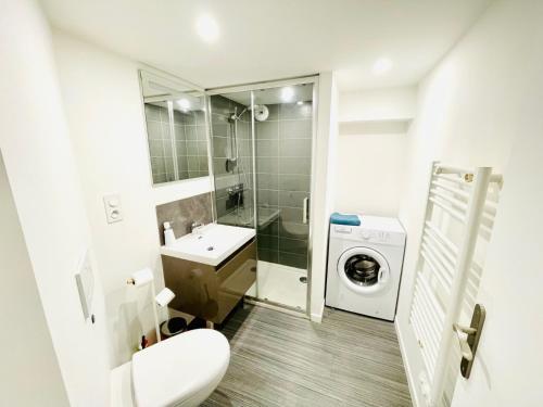 南特Lodge Nicolas, Hyper Centre的浴室配有卫生间水槽和洗衣机。