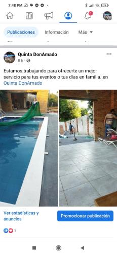 AreguáQuinta DonAmado的游泳池两张照片的拼合