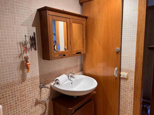 布拉内斯Apartamento Alma的一间带水槽和木制橱柜的浴室