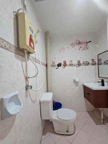 卢穆特Fukuda Minshuku Japanese style的一间带卫生间和水槽的浴室