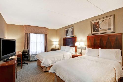 刘易斯堡刘易斯堡希尔顿恒庭酒店的酒店客房设有两张床和一台平面电视。