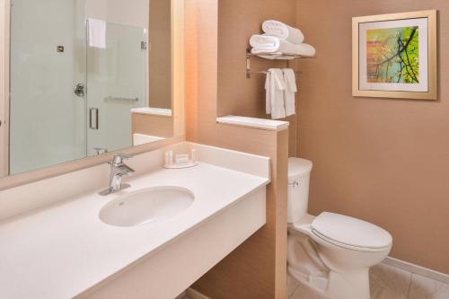 尤金北尤金东/斯普林菲尔德万豪费尔菲尔德酒店的一间带水槽和卫生间的浴室