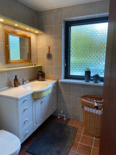 岑讷Toghale的一间带水槽和窗户的浴室