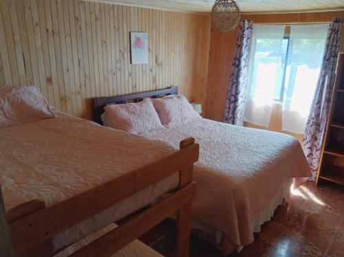梅利佩乌科Hostal Turismo Allipen的一间卧室设有一张床和一个窗口
