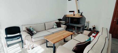 VodataMountain Pearls Home 9的带沙发和壁炉的客厅