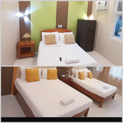 黎牙实比MaisonDeGloria的卧室两张照片,配有两张床