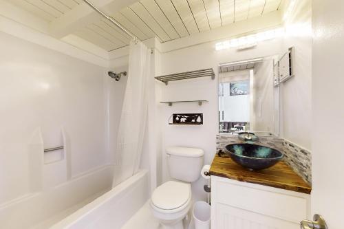 斯德特莱恩Sunrise Serenity at Tahoe Village的浴室配有盥洗盆、卫生间和浴缸。