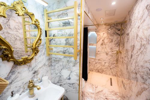 塞莱斯塔Appartement de la noblesse - designed by C.M的一间带水槽和镜子的浴室