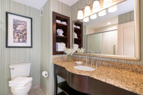 巴港亚特兰大海滨酒店及会议中心的一间带水槽、卫生间和镜子的浴室