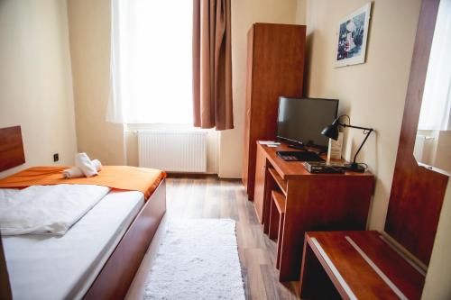 考波什堡卡波熙酒店的小房间设有床和电视