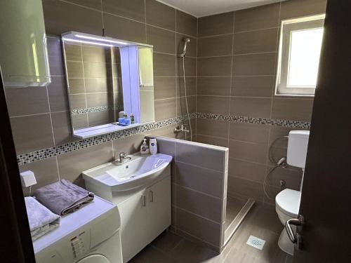 IlijašVilla Aura Whole Guesthouse for Rent Ilijas的一间带水槽、卫生间和镜子的浴室