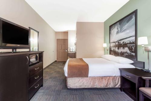 萨斯卡通萨斯卡通速8酒店的配有一张床和一台平面电视的酒店客房
