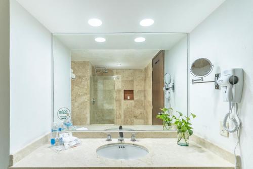 伊斯塔帕克里斯塔尔伊斯塔帕酒店的一间带水槽和淋浴的浴室