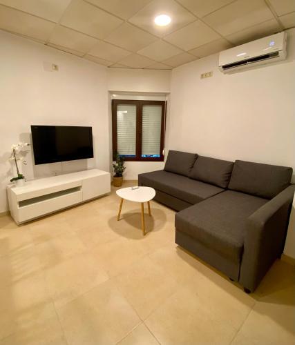 马拉加Aeropuerto-Churriana-Golf的带沙发和平面电视的客厅