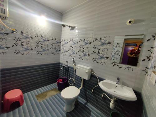 马迪凯里Jawa Homestay的一间带卫生间和水槽的浴室