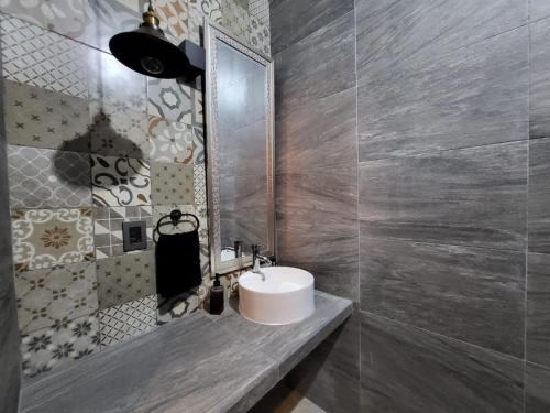 奥里萨巴San José的一间带水槽和镜子的浴室