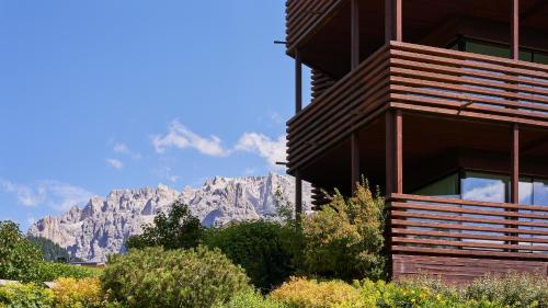 塞尔瓦迪加尔代纳山谷Saleghes Dolomites Residence的一座山底建筑