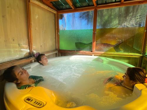 黑岛FULL SPA ISLA NEGRA Suites的一组人在热水浴缸中