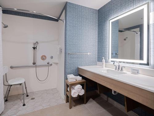 哥伦比亚南卡罗来纳哥伦比亚希尔顿惠庭套房酒店的一间带水槽和淋浴的浴室