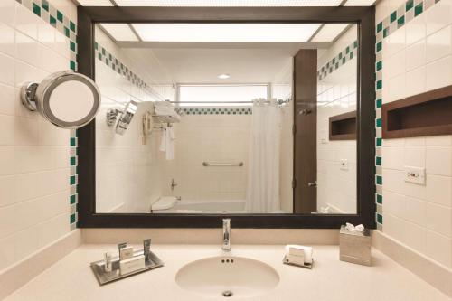 庞塞庞塞希尔顿度假酒店的一间带水槽和镜子的浴室