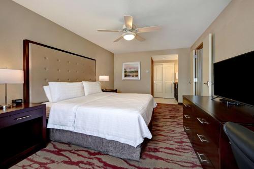 阿尔伯克基阿尔布开克机场希尔顿惠庭套房酒店的一间卧室配有一张床和一台平面电视