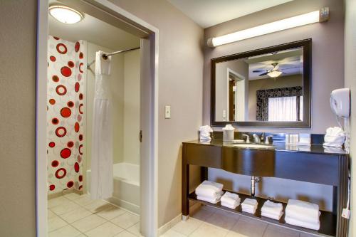 利兹伯明翰/利兹汉普顿酒店的一间带水槽和镜子的浴室
