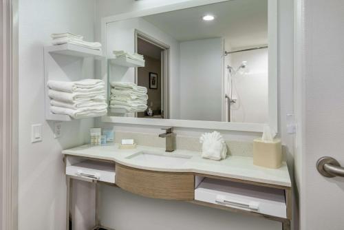 布朗伍德布朗伍德希尔顿恒庭酒店的一间带水槽和镜子的浴室