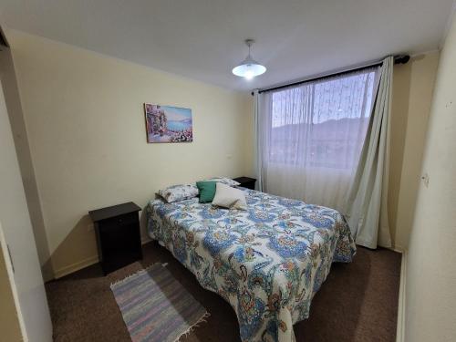 科皮亚波Atacama Valley 6的一间小卧室,配有床和窗户