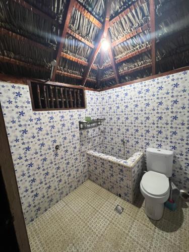 内布拉拉Lualemba Bungalows的一间带卫生间和浴缸的浴室