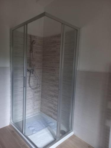 Baraggia di BocaIL VECCHIO CAMINO的浴室内带玻璃淋浴间