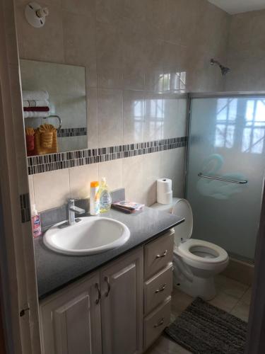 Spanish TownJ&R Sunshine Retreat的一间带水槽和卫生间的浴室
