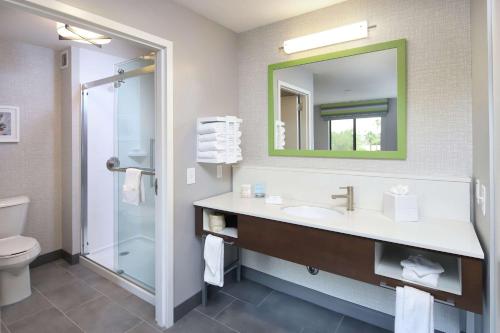 土桑图森东汉普顿套房酒店的一间带水槽、镜子和卫生间的浴室