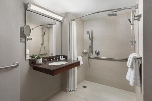 长滩威斯汀长滩酒店的一间带水槽和淋浴的浴室