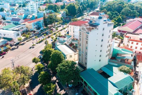 波来古市Le Centre Pleiku Hotel的城市空中景观和建筑