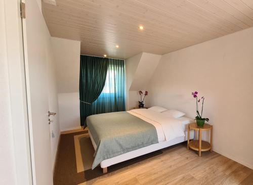 EcublensMilladon Logement en face de l'EPFL的一间小卧室,配有床和窗户