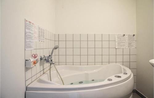 维泽桑讷2 Bedroom Gorgeous Home In Hvide Sande的带浴缸的浴室和卫生间