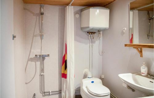 谢莱夫特奥Lovely Home In Skellefte With Kitchen的带淋浴、卫生间和盥洗盆的浴室