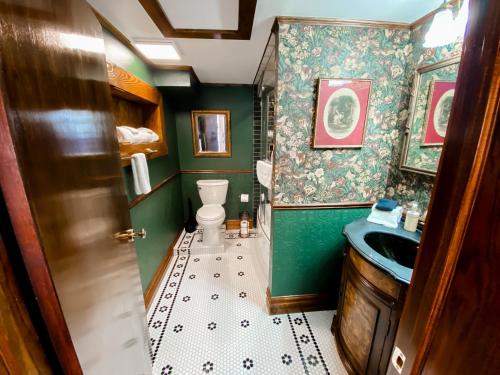 桑福德帕克普雷斯度假屋的浴室配有绿色的墙壁、卫生间和水槽。