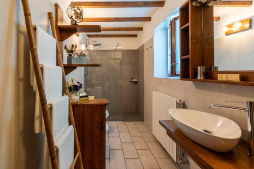 莱泽诺Villa Rosch的一间带水槽和卫生间的浴室