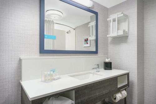 坦帕坦帕市区伊博尔城汉普顿套房酒店的一间带水槽和镜子的浴室