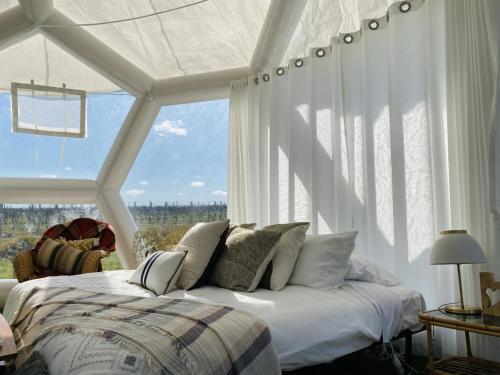 GlenroyCoonawarra Hampton Bubble 1的一间卧室设有一张床和一个大窗户