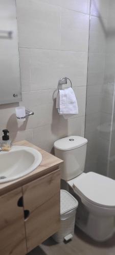 卡塔戈Lujoso LOFT en el Centro的浴室配有白色卫生间和盥洗盆。