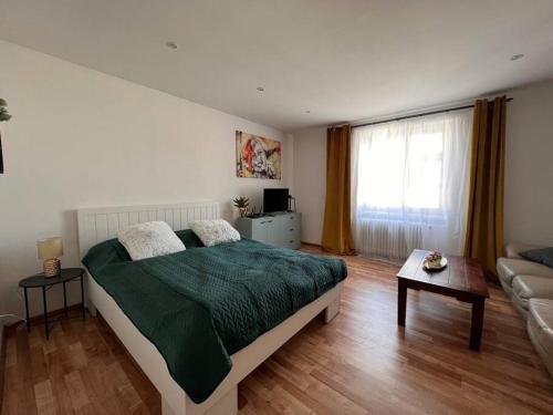 马汀Apartman centrum Šturka的一间卧室配有一张大床和一张沙发