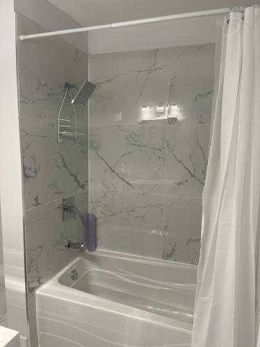 渥太华Casa LACK - Tranquila Suites 3的浴室设有白色浴缸及淋浴帘