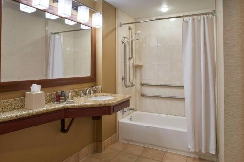 贝德福德公园芝加哥米德韦机场万豪酒店的带浴缸、水槽和淋浴的浴室