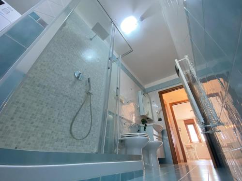 福贾F&G 71100 - luminosissimo in zona tranquilla e riservata - box auto privato su richiesta的带淋浴和卫生间的浴室